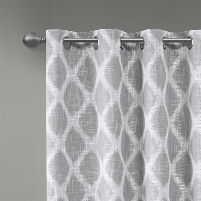 Pemberly Row Polyester Blackout Printed Window Panel in Gray