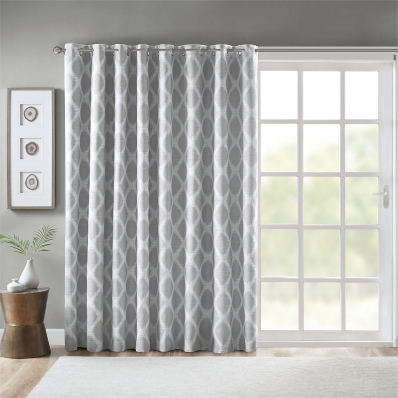 Pemberly Row Polyester Blackout Printed Window Panel in Gray