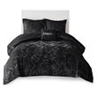 Pemberly Row Contemporary Polyester Crushed Comforter Set in Black
