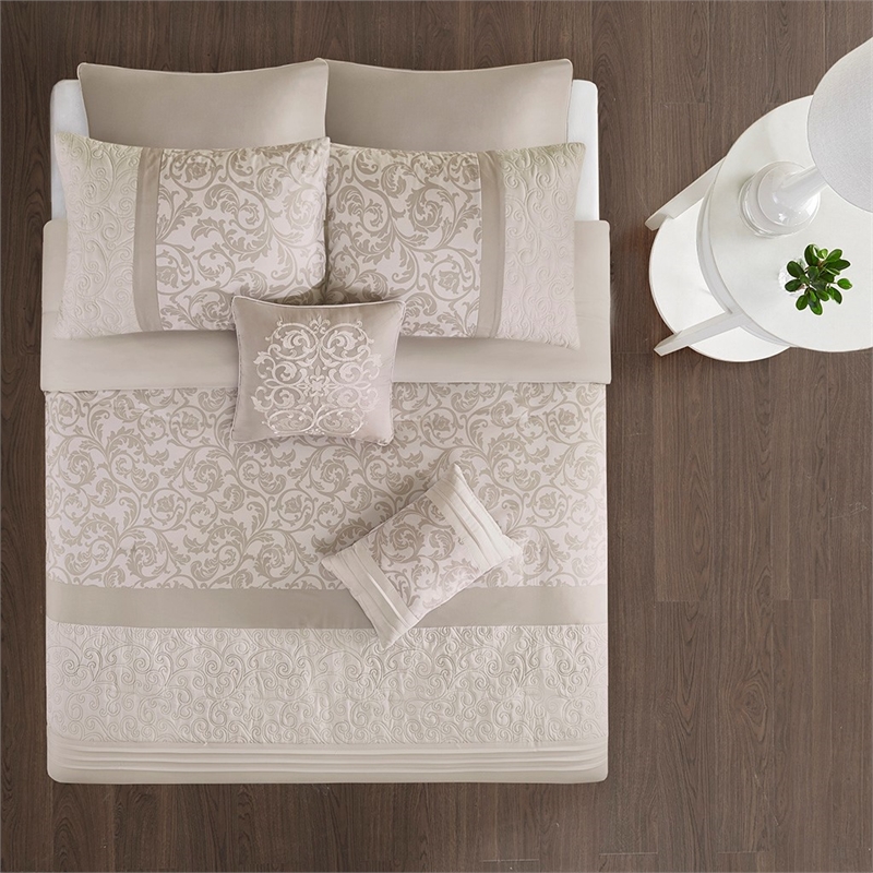 Pemberly Row 8-Piece Fabric Comforter Set with Quilting in Gray