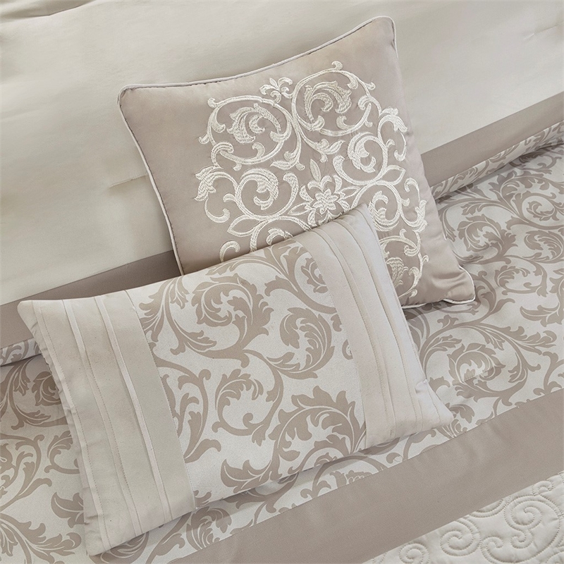 Pemberly Row 8-Piece Fabric Comforter Set with Quilting in Gray