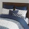 Pemberly Row 3-Piece Cotton Printed Comforter Set with Chenille in Navy