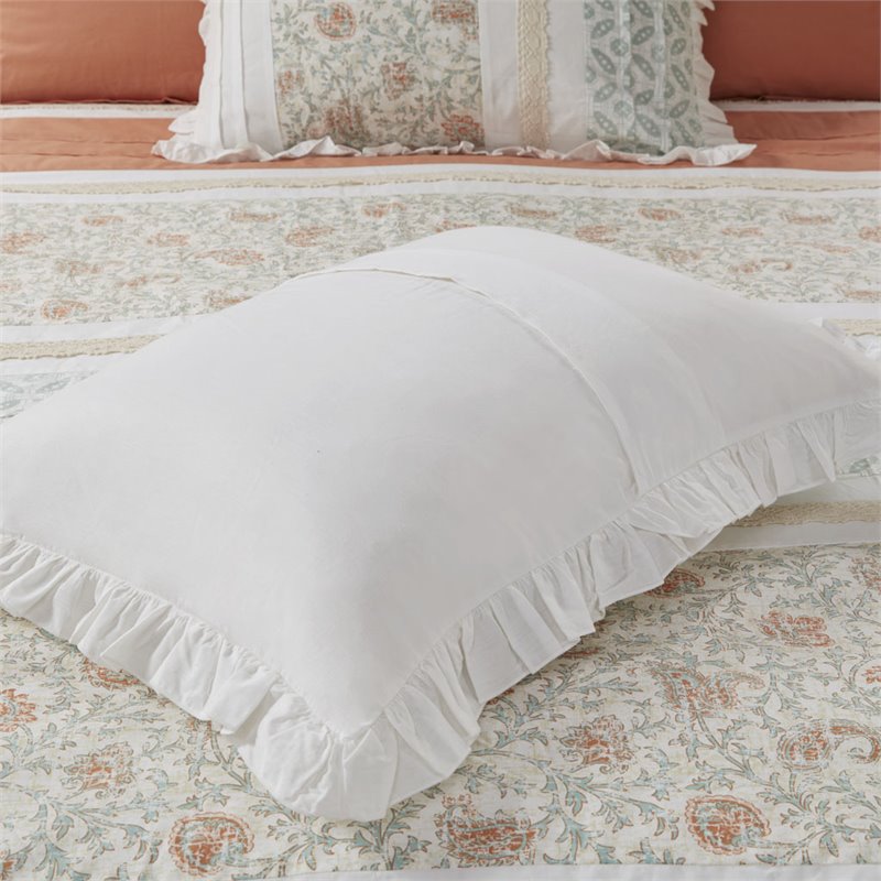 Pemberly Row 9-piece Farmhouse Cotton Percale Comforter Set - Coral Pink