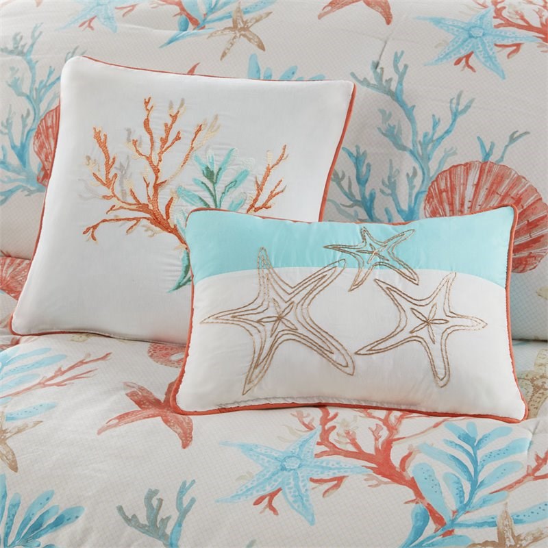 Pemberly Row 7-piece Cotton Comforter Set in Coral Pink