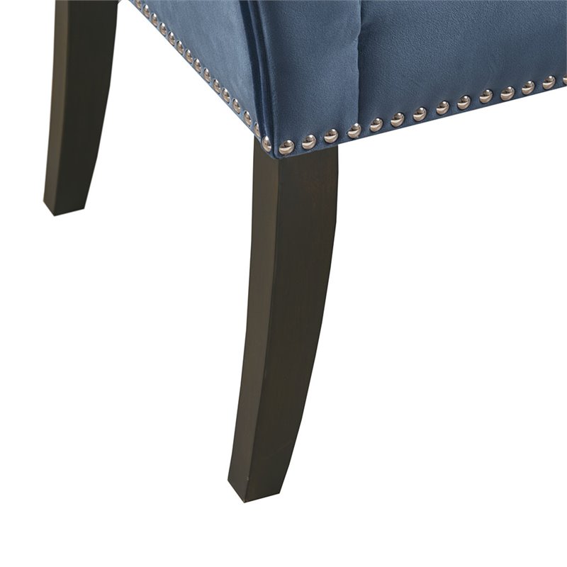 Pemberly Row Contemporary Transitional Solid Wood Accent Bench in Blue