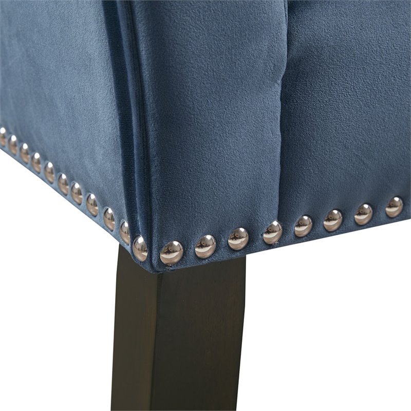 Pemberly Row Contemporary Transitional Solid Wood Accent Bench in Blue