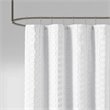 Pemberly Row Polyester Woven Clipped Solid Shower Curtain in White