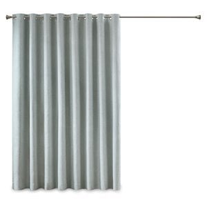 Pemberly Row Polyester Fabric Heathered Window Panel in Aqua Blue