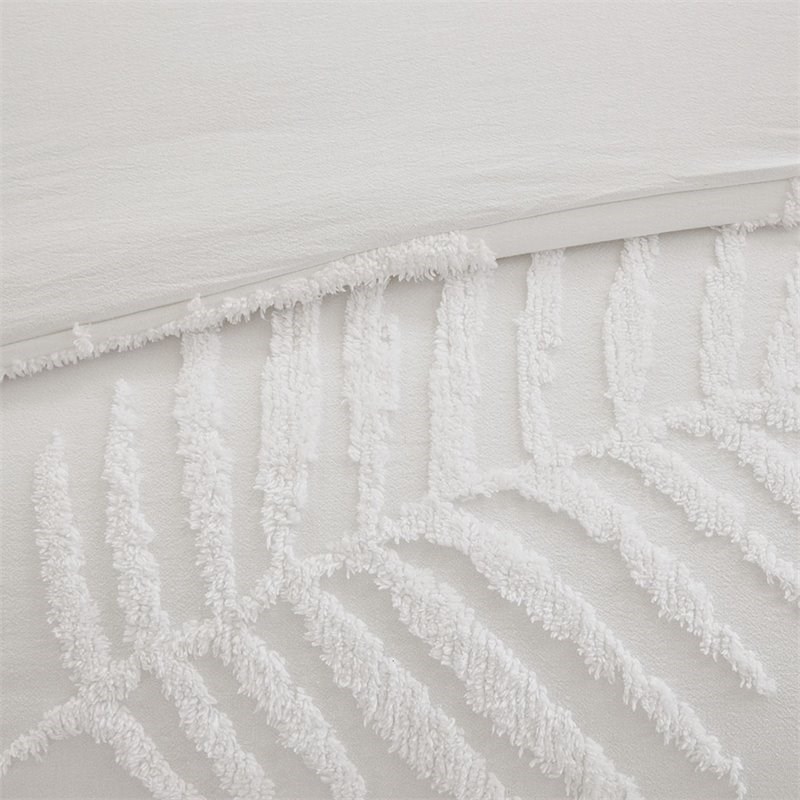 Pemberly Row Cotton Chenille Palm Comforter Set in Off White