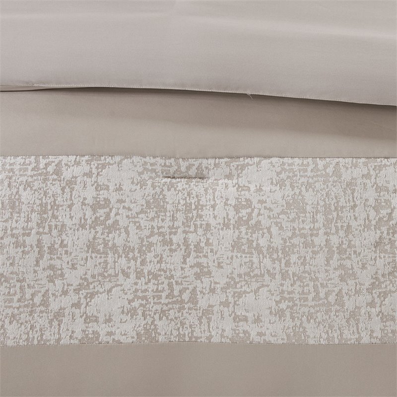 Pemberly Row 7-Piece Polyester Chenille Pieced Comforter Set in Beige