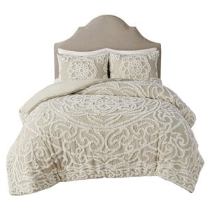 Pemberly Row Cotton Tufted King/Cal King Duvet Cover Set in Brown