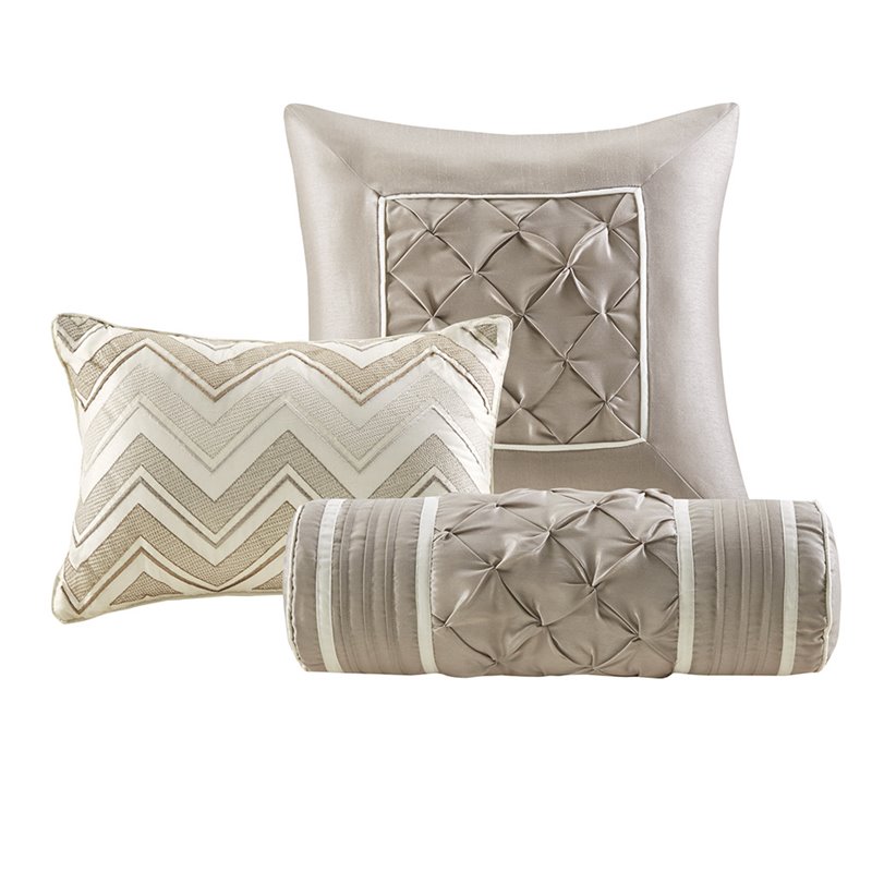 Pemberly Row 7-Piece Polyester Polyoni Set with Pleats in Ivory