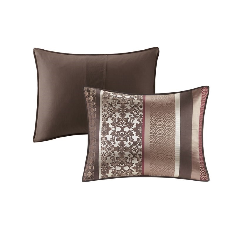 Pemberly Row 7-Piece Polyester Jacquard Comforter Set in Red