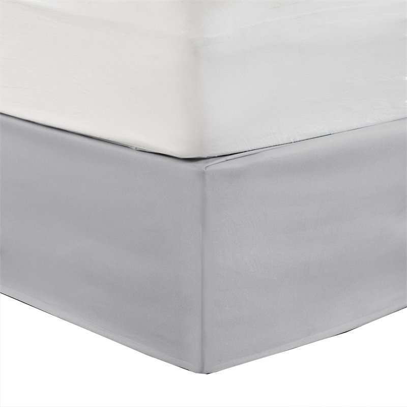 Pemberly Row Polyester Microfiber Wrap Around Adjustable Bedskirt in Gray