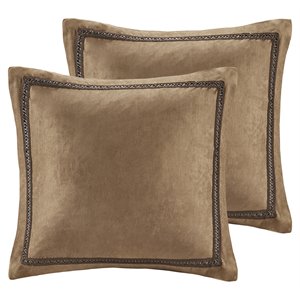 Pemberly Row 100 Percent Polyester Micro Suede Euro Sham in Brown