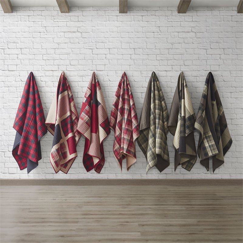 Pemberly Row 100 Percent Cotton Thread Count Printed Quilted Throw - Red