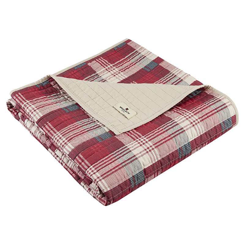 Pemberly Row 100 Percent Cotton Thread Count Printed Quilted Throw - Red