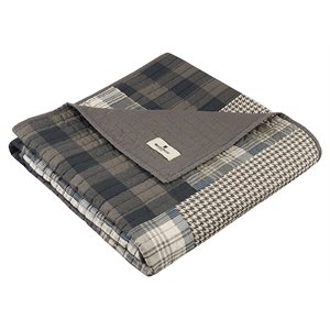 Pemberly Row Winter Cotton Thread Count Printed Pieced Quilted Throw in Brown