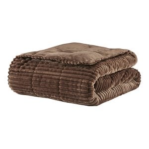 Pemberly Row Polyester Solid Pieced Corduroy Plush Throw in Brown