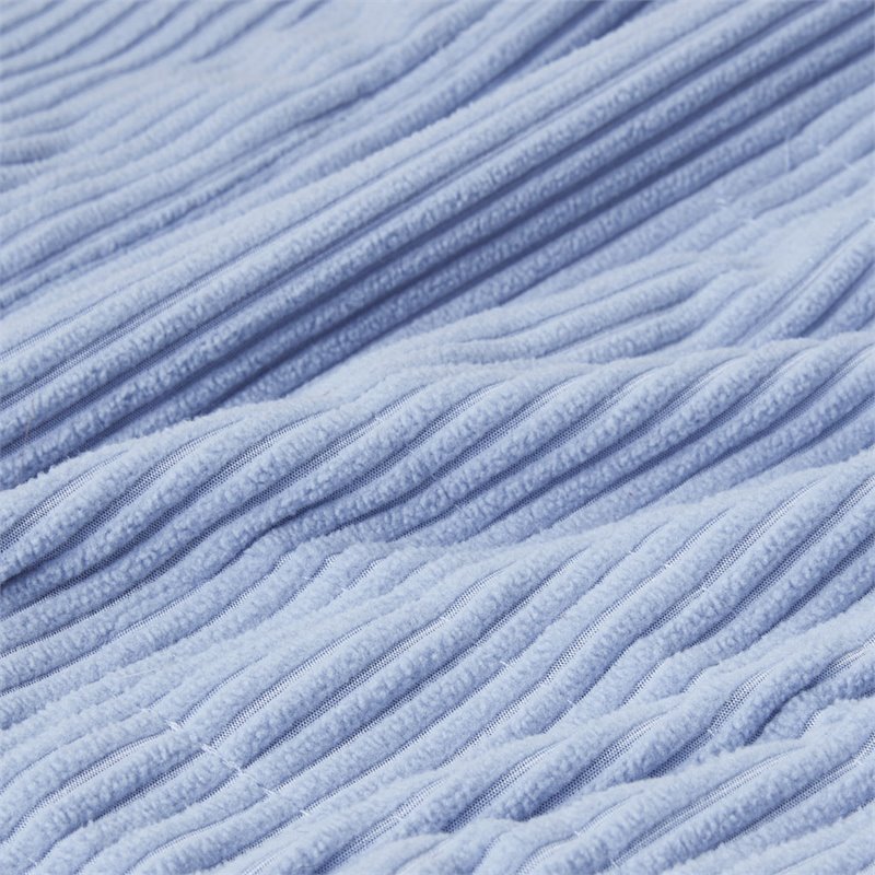 Pemberly Row Polyester Knitted Micro Fleece Solid Textured Heated Blanket - Blue
