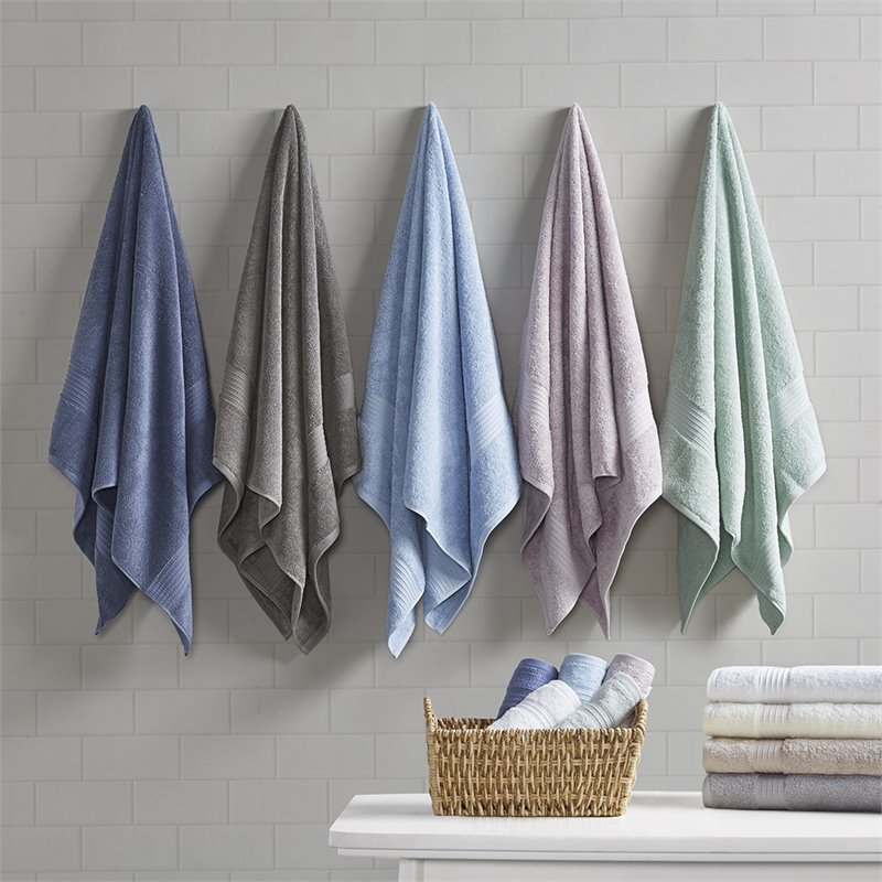 Pemberly Row Organic 6-Piece 100 Percent Cotton Towel Set in Blue