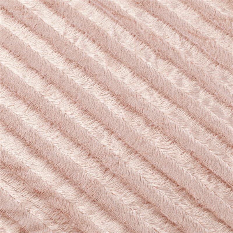 Pemberly Row Polyester Solid Stripe Plaited Brushed Long Fur Throw in Blush Pink
