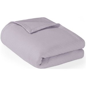Pemberly Row 100 Percent Cotton Blanket with 1&quot Self Hem in Lilac Purple