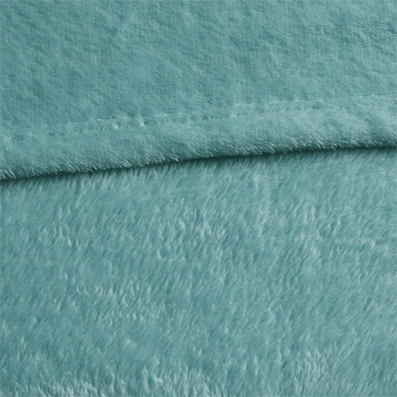Pemberly Row Polyester Solid Microlight Plush Oversized Blanket in Aqua