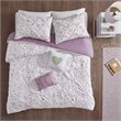 Pemberly Row Polyester Printed and Pintucked Comforter Set in Plum