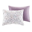 Pemberly Row Polyester Printed and Pintucked Comforter Set in Plum