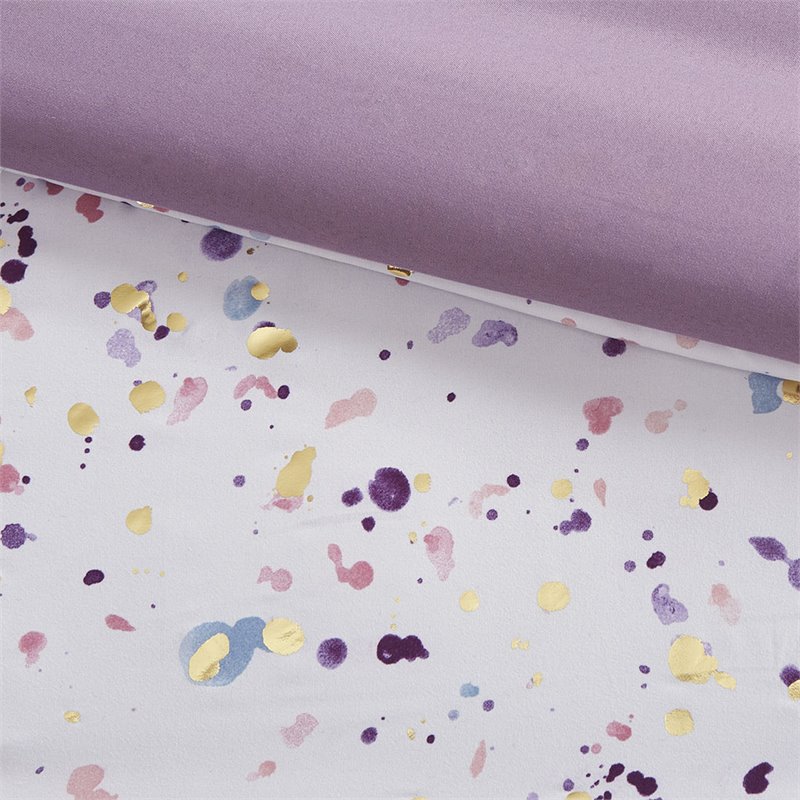 Pemberly Row Polyester Printed and Pintucked Comforter Set in Plum