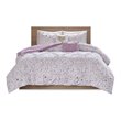 Pemberly Row Polyester Printed and Pintucked Comforter Set in Plum