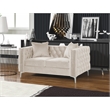 Pemberly Row Chesterfield Button Tufted Velvet Fabric Modern Loveseat-Beige
