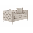 Pemberly Row Chesterfield Button Tufted Velvet Fabric Modern Loveseat-Beige