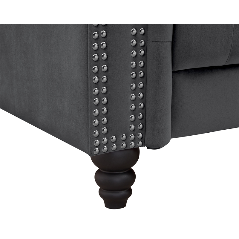 Pemberley Row Velvet Gray Loveseat Rectangular Button-Tufted 68