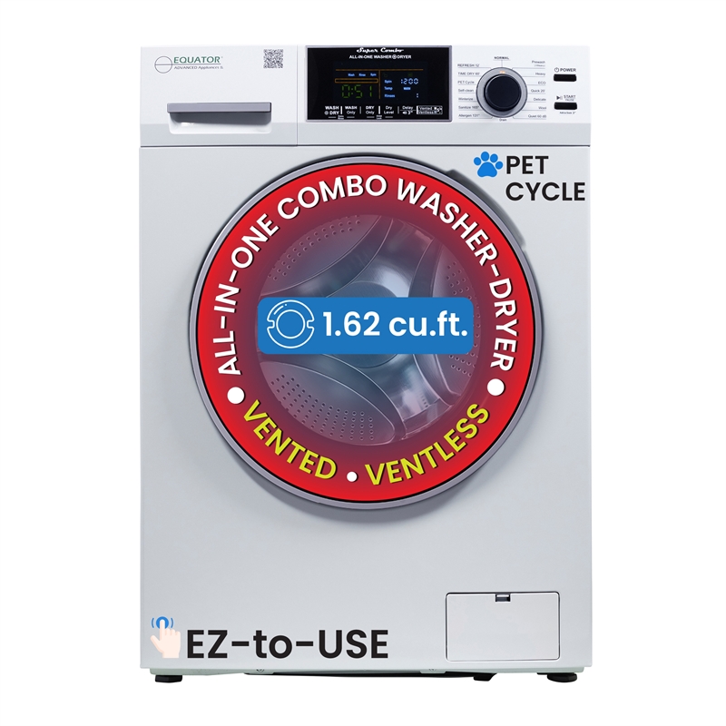Pemberly Row Pet Compact 110V Vented/Ventless 15lbs Combo Washer Dryer 1400 RPM