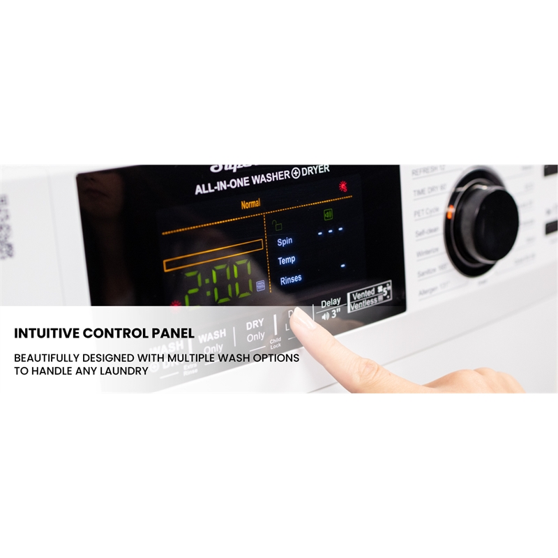 Pemberly Row Pet Compact 110V Vented/Ventless 15lbs Combo Washer Dryer 1400 RPM
