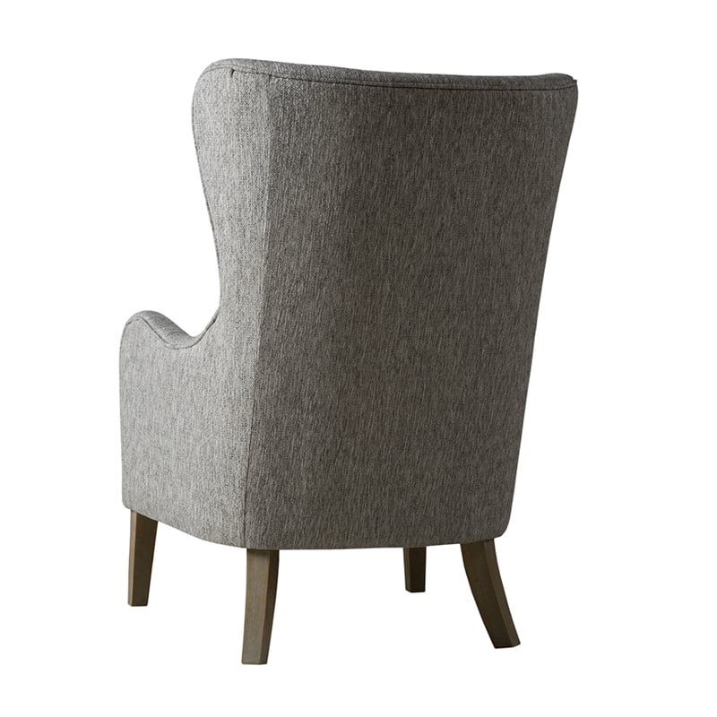 Pemberly Row Modern / Contemporary Swoop Wing Chair in Gray Finish