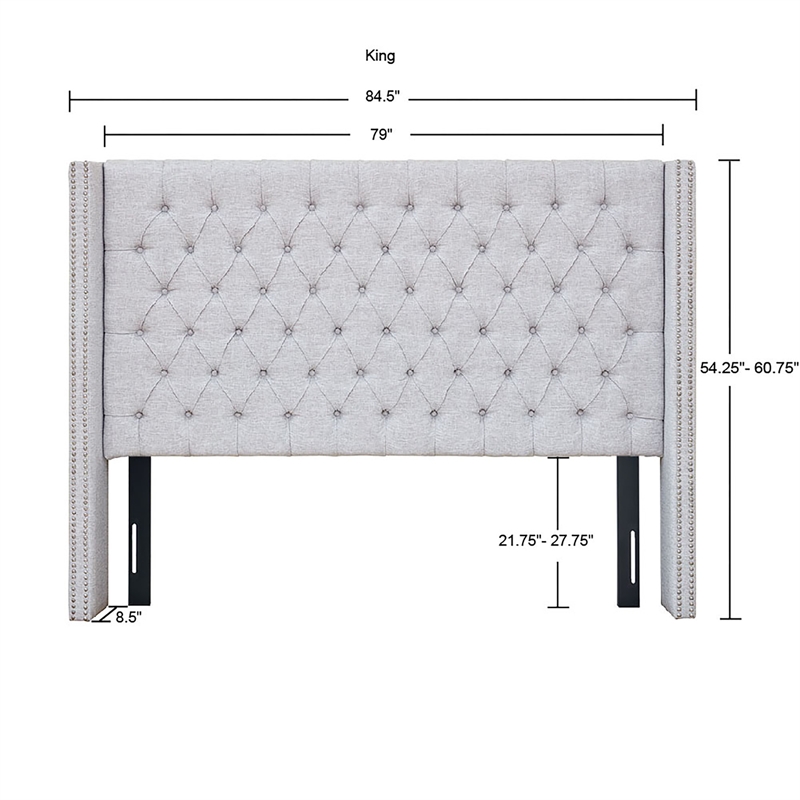 Pemberly Row Modern / Contemporary Upholstery Headboard in Gray