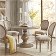 Pemberly Row Round Farmhouse Wood Pedestal Dining Table in Walnut