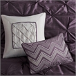 Pemberly Row Contemporary 7 Piece Tufted Comforter Set in Plum
