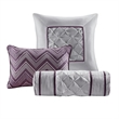 Pemberly Row Contemporary 7 Piece Tufted Comforter Set in Plum
