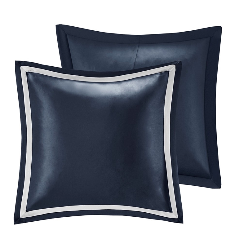 Pemberly Row Contemporary 8 Piece Jacquard Comforter Set in Navy