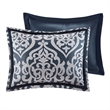 Pemberly Row Contemporary 8 Piece Jacquard Comforter Set in Navy