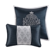 Pemberly Row Contemporary 8 Piece Jacquard Comforter Set in Navy