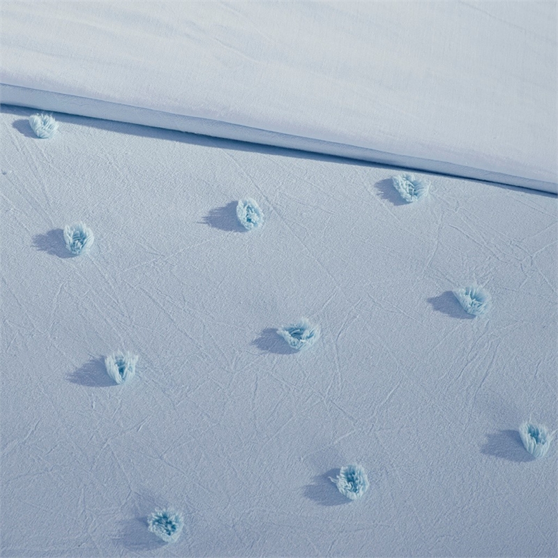 Pemberly Row Contemporary Cotton Jacquard Comforter Set in Blue