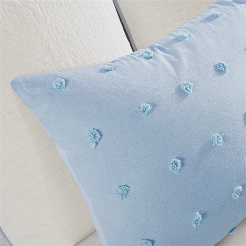 Pemberly Row Contemporary Cotton Jacquard Comforter Set in Blue