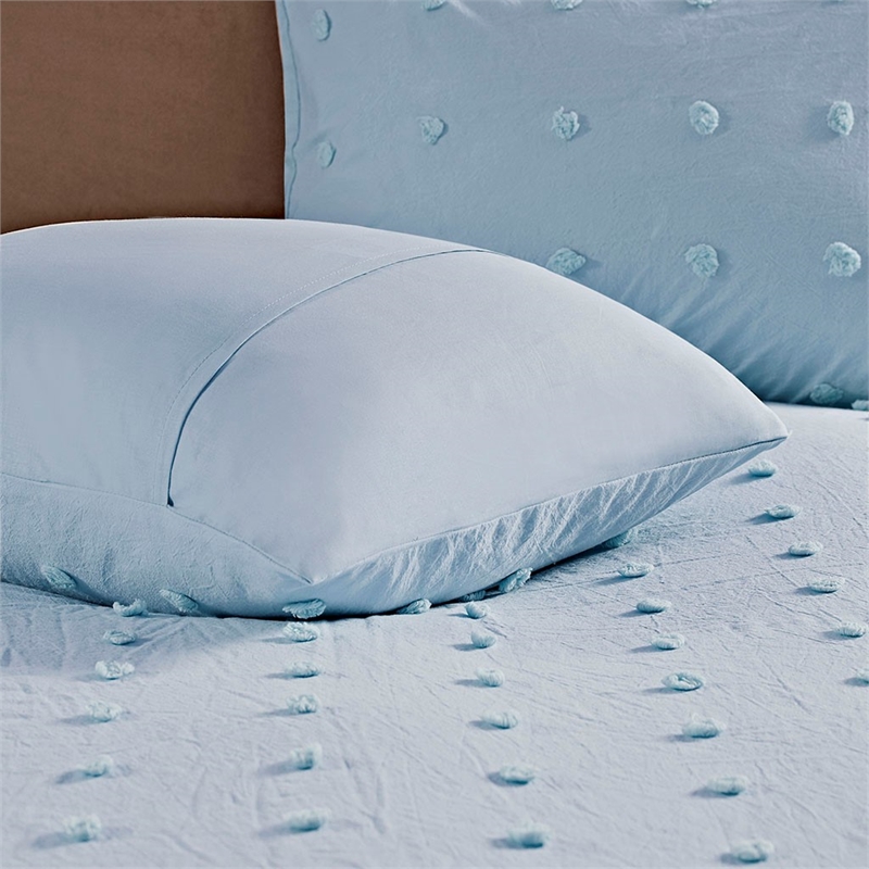 Pemberly Row Contemporary Cotton Jacquard Comforter Set in Blue