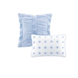 Pemberly Row Contemporary Cotton Jacquard Comforter Set in Blue