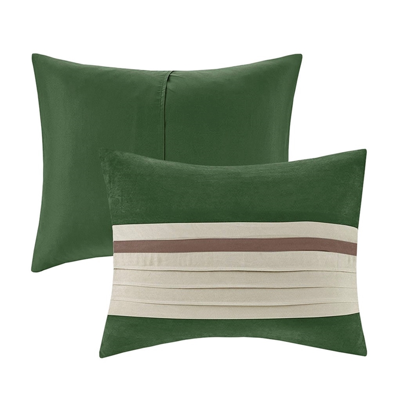 Pemberly Row Modern / Contemporary 7 Piece Comforter Set in Green